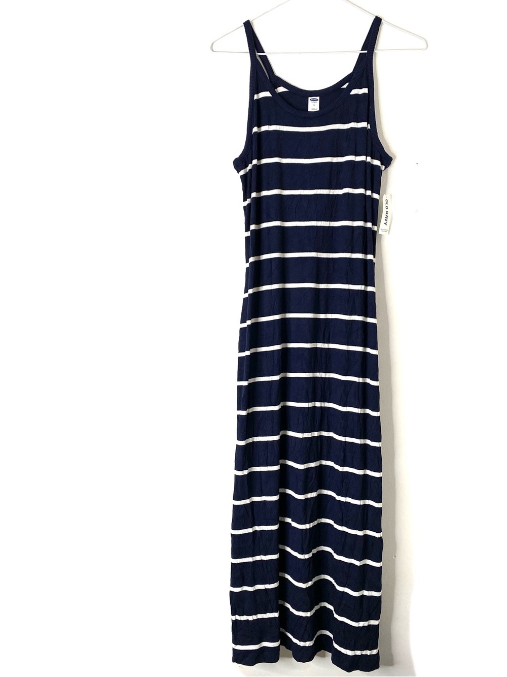 Old Navy NWT Navy Blue White Stripe Halter Dress Striped Bodycon Stretch Dress